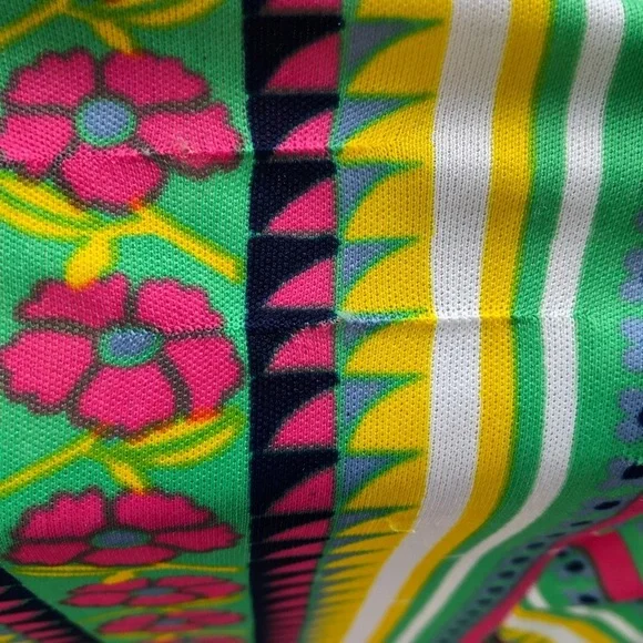 Vintage 70s Psychedelic Floral Dagger Collar Nylon Disco Shirt Blouse Top Medium - Picture 13 of 15